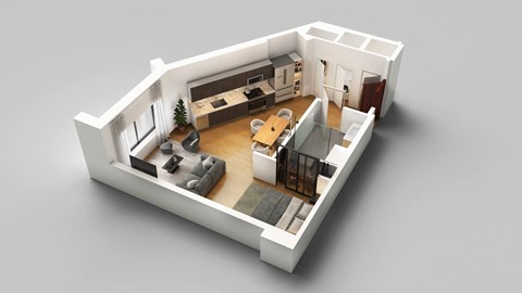 Floor plan for studio, 1 bath, 597 sqft